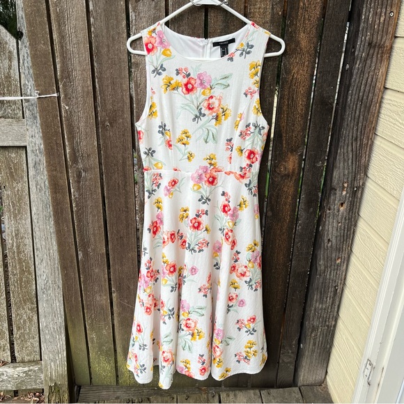 Forever 21 Linen Blend Floral Sleeveless Midi Dress Sz M - Picture 8 of 14